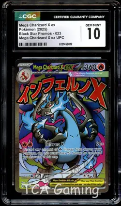 CGC 10 GEM MINT Mega Charizard X Ex MEP 023 Black Star MEP023 Pokemon Card 012 - Image 1