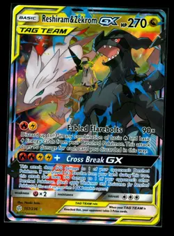 Pokemon TCG Card Reshiram & Zekrom GX Tag Team Cosmic Eclipse 157/236 NM- - Image 1