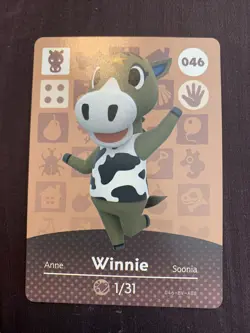 Animal Crossing Amiibo Card Series 1 Winnie #046 046-BV-AOE LP Ships Fast - Image 1