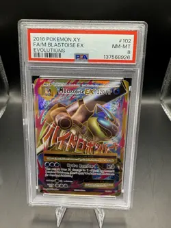 Pokemon TCG Evolutions Ultra Rare Holo M Blastoise EX 102/108 2016 PSA 8 - Image 1