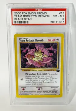 Pokemon Team Rockets Meowth #18 Black Star Promo Psa 8 - Image 1