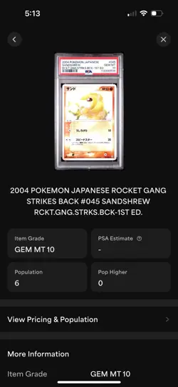 Pop 6 Sandshrew 045/084 Pokemon Card Japanese Rocket Gang Strikes Back 1st Ed. - Image 3