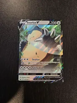 Pokemon TCG Snorlax v Sword & Shield Base Set Holo Ultra Rare Card 141/202 - Image 1