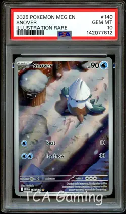 PSA 10 GEM MINT Snover 140/132 ILLUSTRATION RARE HOLO ME01 Pokemon Card 812 - Image 1