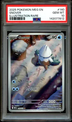 PSA 10 GEM MINT Snover 140/132 ILLUSTRATION RARE HOLO ME01 Pokemon Card 812 - Image 2