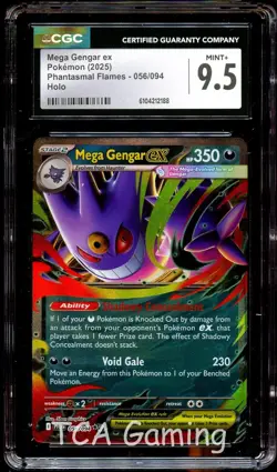 CGC 9.5 MINT+ Mega Gengar Ex 056/094 HOLO Phantasmal Flames Pokemon Card 188 - Image 1