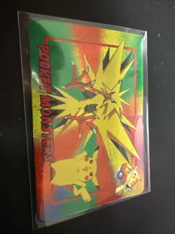 1998 Bandai Pocket Monster Vending Prism Sticker Zapdos and Pikachu #81 - Image 1