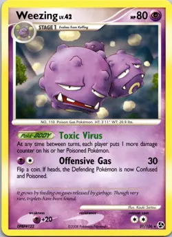Weezing 31/106 Great Encounters LP Non-Holo Pokemon TCG - Image 1