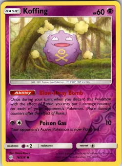 Koffing 76/236 SM - Cosmic Eclipse Pokemon TCG NM Reverse Holo - Image 1