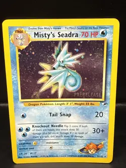 Pokemon TCG Misty's Seadra Holo Rare Gym Heroes Prerelease 9/132 AI - Image 1