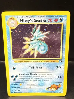 Pokemon TCG Misty's Seadra Holo Rare Gym Heroes Prerelease 9/132 AI - Image 2