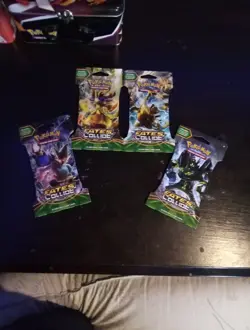 Pokemon XY Fates Collide Sleeved Booster Pack Complete Art Set 4 Packs - Image 1