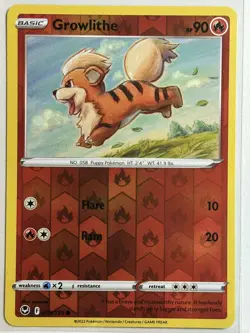 Growlithe Reverse Holo SWSH12: Silver Tempest 019/195 LP-NM Pokemon Card - Image 1