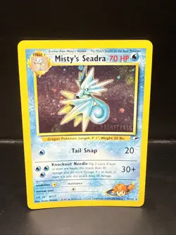 Pokemon TCG Misty's Seadra Holo Rare Gym Heroes Prerelease 9/132 EE - Image 1