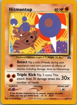 Hitmontop 22/75 Rare Neo Discovery Pokemon Lightly Played - Image 1