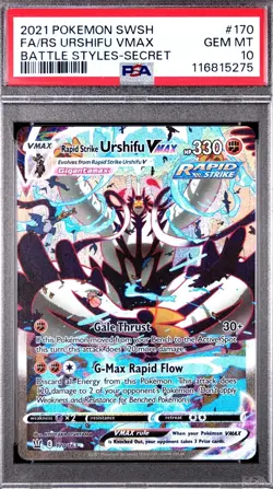 2021 Pokemon TCG SWSH Urshifu Vmax FA/RS Battle Styles-Secret 170/163 PSA 10 - Image 1