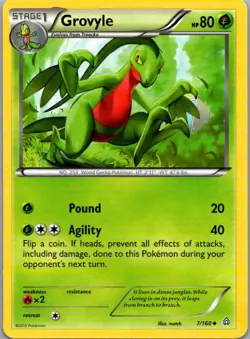Grovyle 7/160 Uncommon Primal Clash Pokemon Lightly Played - Image 1