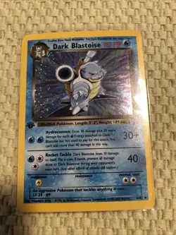 Dark Blastoise￼- 03/082 Pokemon team rocket first edition, holo Rare Card WOTC - Image 1