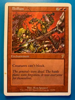 MTG 1x Bedlam # 174 Core Set 7th Edition Magic the Gathering Card x1 DAMAGED - Image 1