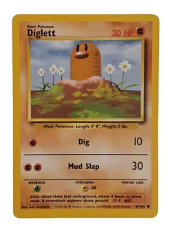 Diglett 47/102 Base Set Unlimited Pokemon Card WOTC 1999 LP - Image 1