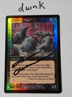FOIL RAVENOUS RATS Signed Urza's Destiny MTG Magic the Gathering FREE Shipping - Image 1