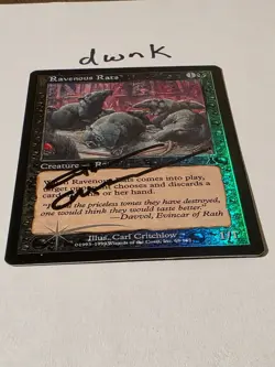 FOIL RAVENOUS RATS Signed Urza's Destiny MTG Magic the Gathering FREE Shipping - Image 2