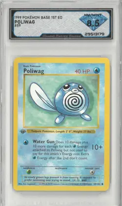 1999 Pokemon Base 1st Ed POLIWAG #59/102 💎 DSG 8.5 NM/Mint - Image 1