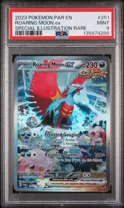 PSA 9 Pokemon Roaring Moon ex SV04 Paradox Rift 251/182 Illustration Rare Holo - Image 1