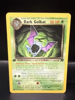 Pokemon Dark Golbat 24/82 1st Edition Team Rocket Pokemon A - Image 1