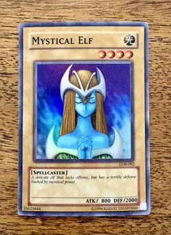 Yugioh LOB-062 Mystical Elf Super Rare Unlimited Legend of Blue Eyes - Image 1