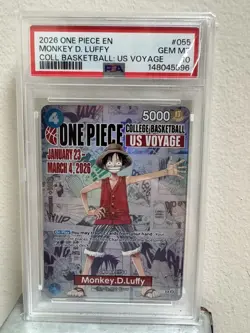 One Piece Monkey D. Luffy US College Basketball Card Promo PSA 10 In Hand - Image 4