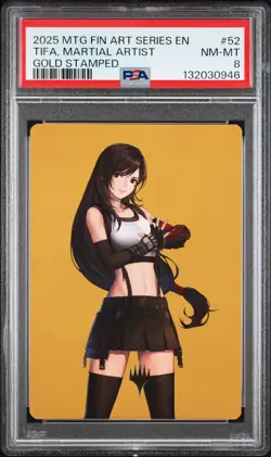 2025 MTG FINAL FANTASY ART SER GOLD STAMPED #52 TIFA, MARTIAL ARTIST PSA 8 - Image 1