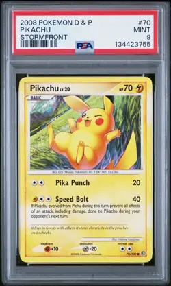 2008 Pokemon Diamond & Pearl Stormfront #70 Pikachu Stormfront PSA 9 - Image 1