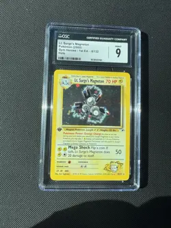 Gym Heroes 1st Edition ~ Lt. Surge's Magneton Holo ~8/132~ Graded CGC 9 Pokemon- - Image 1