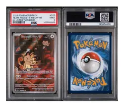 PSA 9 Mint 2025 Pokemon Dri En Team Rocket's Meowth Illustration Rare #203 - Image 3