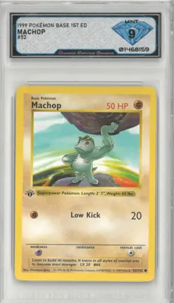 1999 Pokemon Base 1st Ed MACHOP #52/102 💎 DSG 9 Mint - Image 1