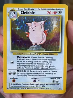 POKEMON CLEFABLE 1/64 RARE JUNGLE HOLOFOIL MISPRINT ERROR NO SYMBOL NM CARD - Image 1