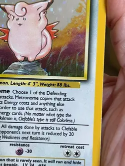 POKEMON CLEFABLE 1/64 RARE JUNGLE HOLOFOIL MISPRINT ERROR NO SYMBOL NM CARD - Image 3