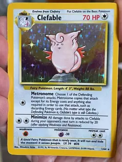 POKEMON CLEFABLE 1/64 RARE JUNGLE HOLOFOIL MISPRINT ERROR NO SYMBOL NM CARD - Image 4