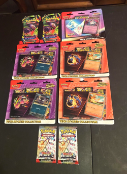 Pokemon 5 Ascended Heroes/Prismatic Evolution Tech Sticker Collections + 4 Packs - Image 1