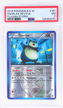 2013 Pokemon Black and White Plasma Storm Snorlax Reverse Holo #101 PSA 7 - Image 1