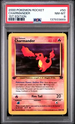 2000 POKEMON ROCKET 1ST EDITION #50 CHARMANDER PSA 8 - Image 1