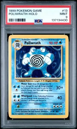 1999 POKEMON BASE SET UNLIMITED #13 POLIWRATH-HOLO PSA 9 - Image 1