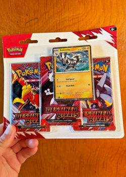 Pokemon TCG Scarlet & Violet Destined Rivals TCG Three-Booster Blister Zebstrika - Image 1