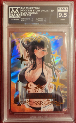 Goddess Story- Rio Tsukatsuki (Blue Archive) - Waifu Card (Mana Graded 9.5 MINT) - Image 1