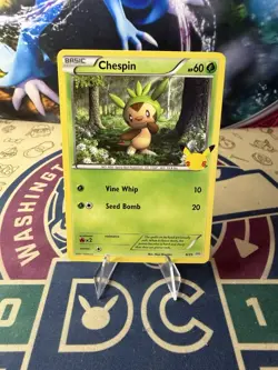 Chespin 6/25 Non-Holo Pokemon Card 25th Anniversary Mcdonalds 2021 - Image 1