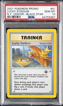 2001 POKEMON PROMO BLACK STAR #41 LUCKY STADIUM-N.Y. CENTER PSA 10 - Image 1