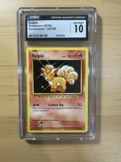 2016 POKEMON XY EVOLUTIONS 014/108 VULPIX CGC 10 GEM MINT - Image 1