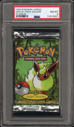 PSA 8 NM-MT 1999 POKEMON JUNGLE UNLIMITED FLAREON ART SEALED BOOSTER PACK - Image 1