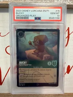 PSA 10! Disney Lorcana EN 1 Bucky #15 FOIL! Organized Play. GEM MINT - Image 3